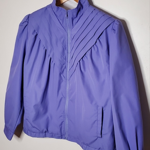Periwinkle Purple Lightweight Vintage 80s Athletic Jacket with Angular Accents - Picture 4 of 15
